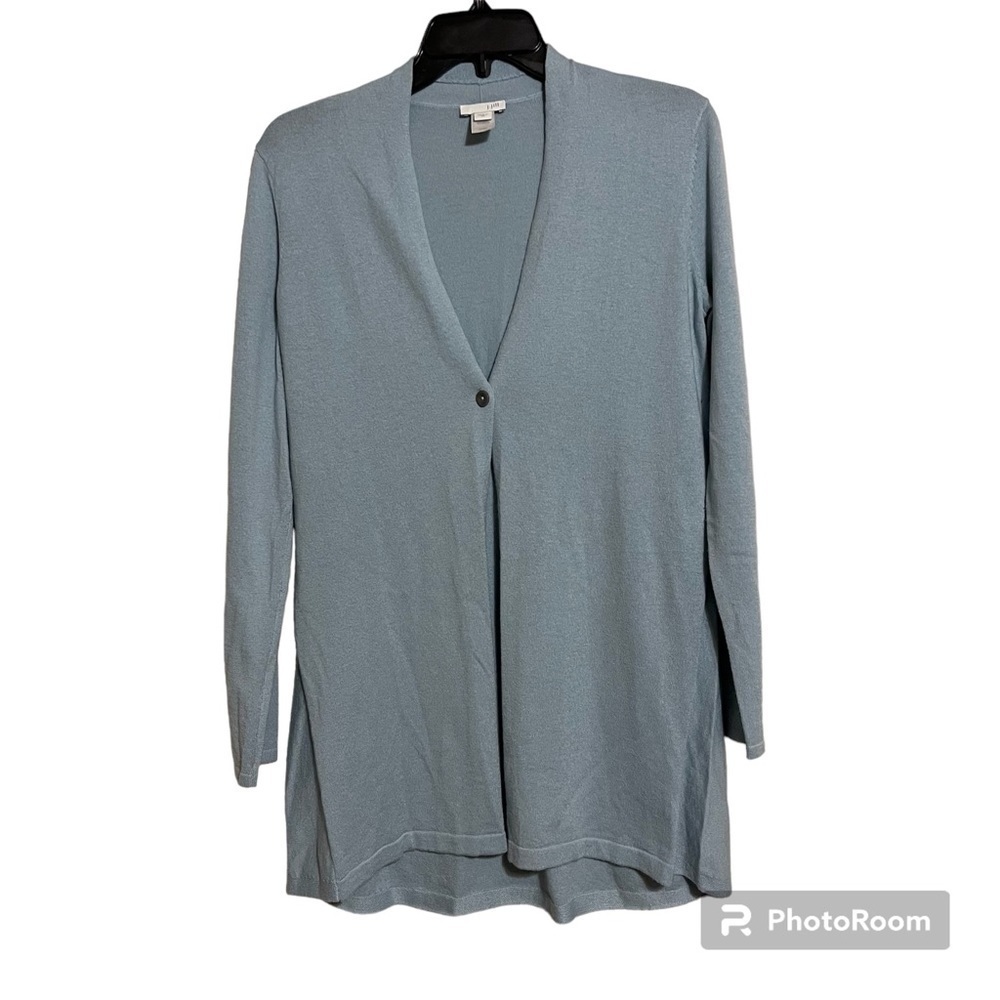 J Jill Sweater Women XS Blue Cardigan Single Button Polyester Wool